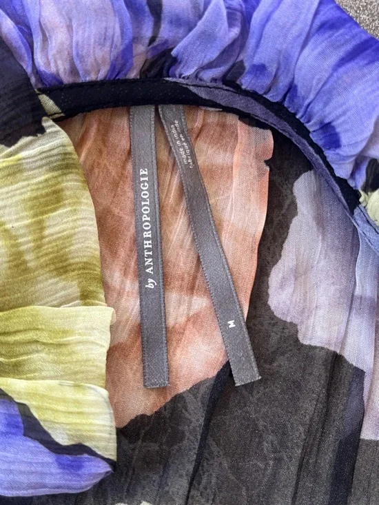 🖤Anthropologie The Marais Printed Chiffon Maxi Dress Size Medium Tiered Ruffle - Picture 7 of 8